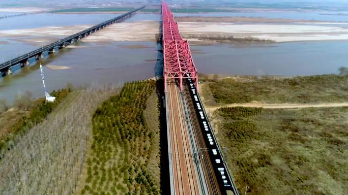 黄河铁路桥航拍