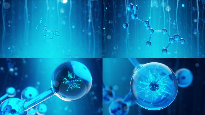 分子结构细胞生长蓝色版-视频素材