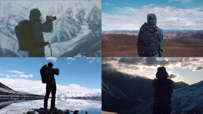 4k男人穿越大气震撼唯美雪山