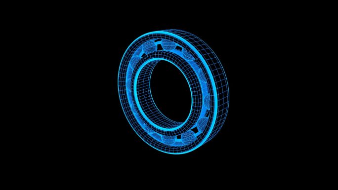 【原创】蓝色线框全息科技轴承动画带通道