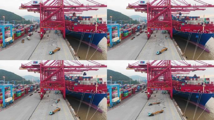 航拍港口海运集装箱运输