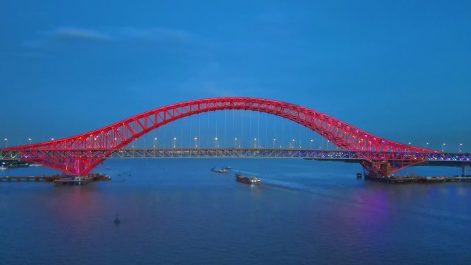 航拍南沙明珠湾大桥夜景
