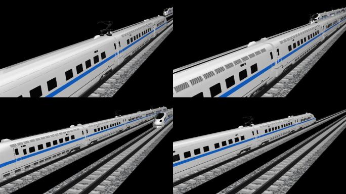 4K三维3D动车高铁行驶交汇通道循环