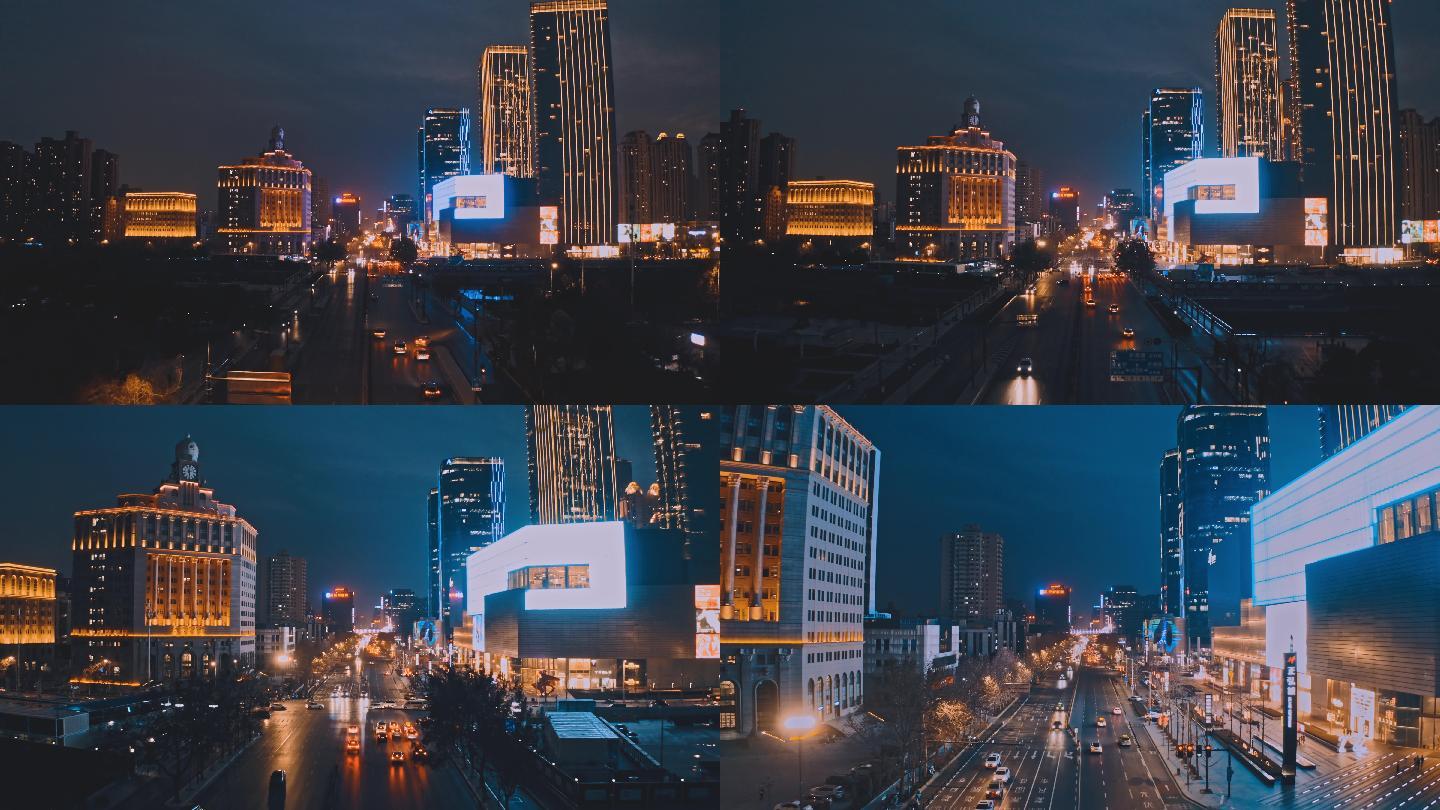 郑州花园路商圈夜景 4K航拍
