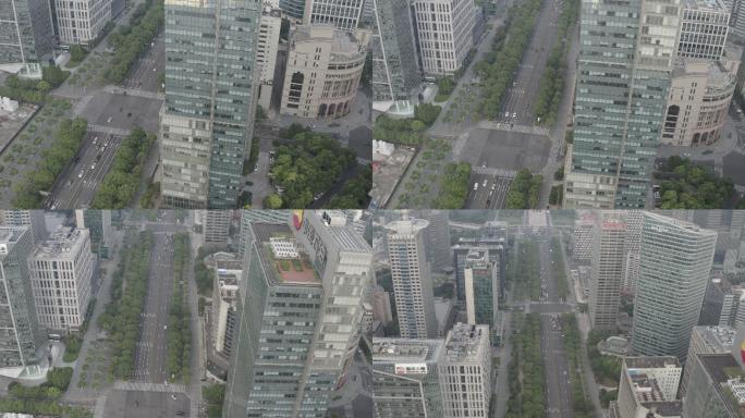 4K-log-航拍上海浦东新区世纪大道