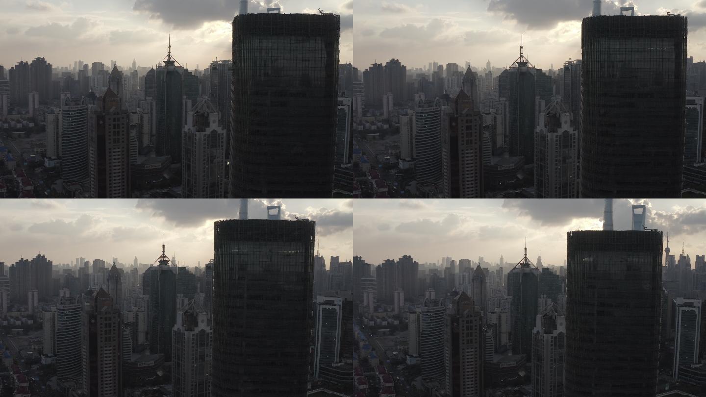 4K-log-航拍上海世纪汇广场高楼大厦