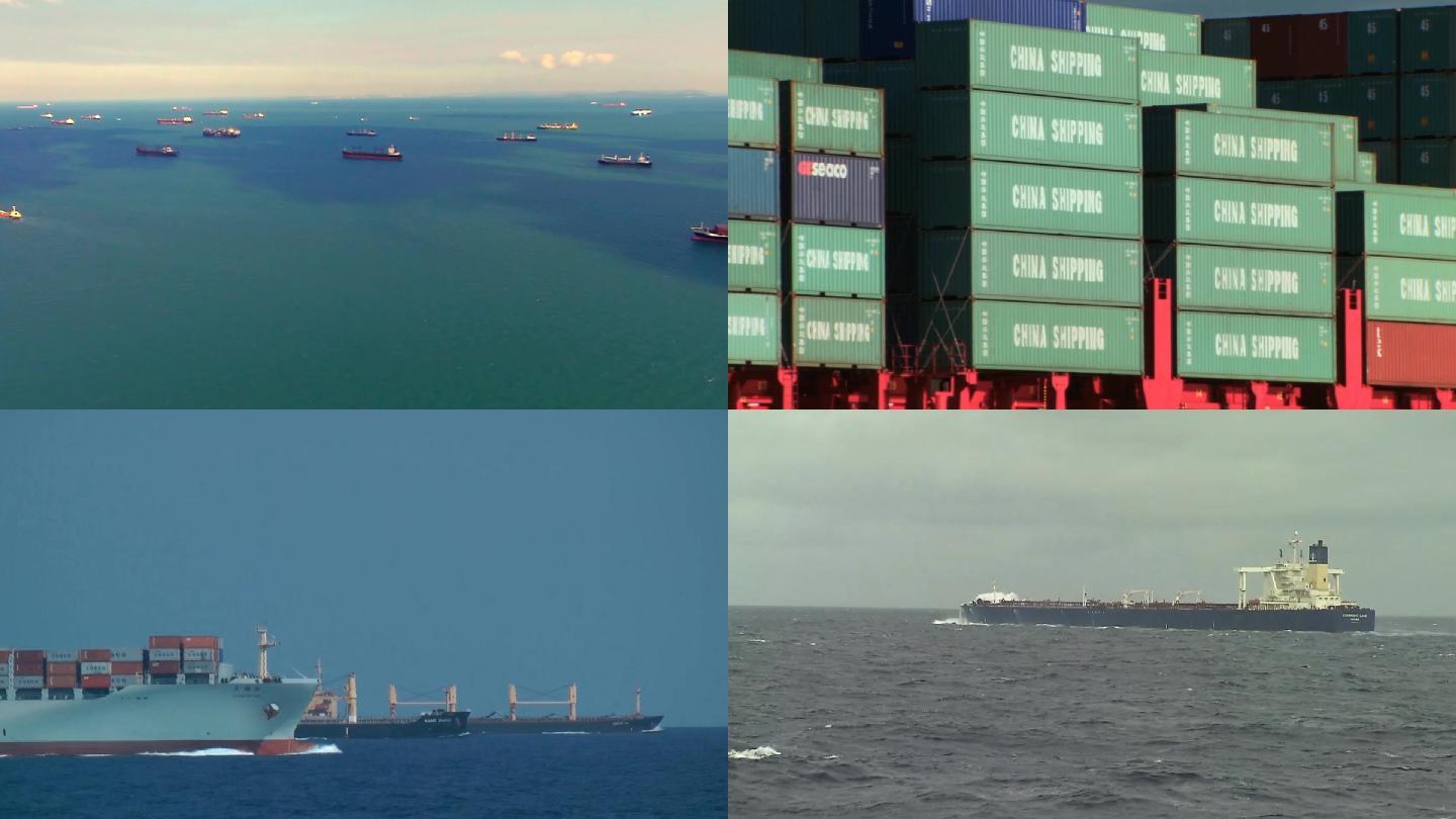 轮船航行集装箱万吨巨轮高清背景视频