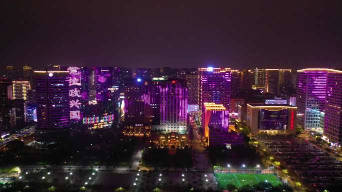 4K城市夜景航拍原素材 汕头时代广场