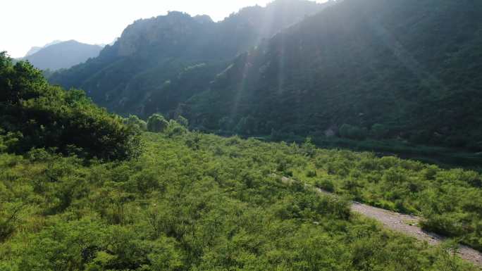 航拍 山水河流 阳光美丽风景