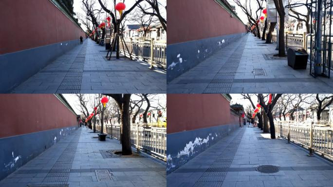 首都北京街拍故宫外围城墙红墙街市车流