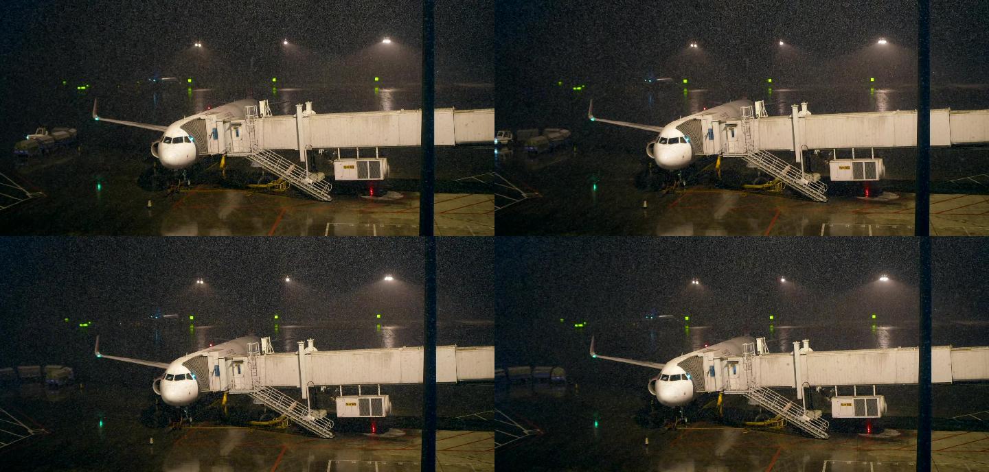 机场下雪素材 升格4K素材