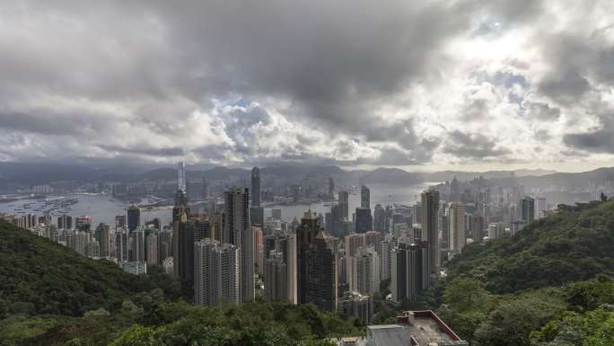 香港太平山顶俯视城市