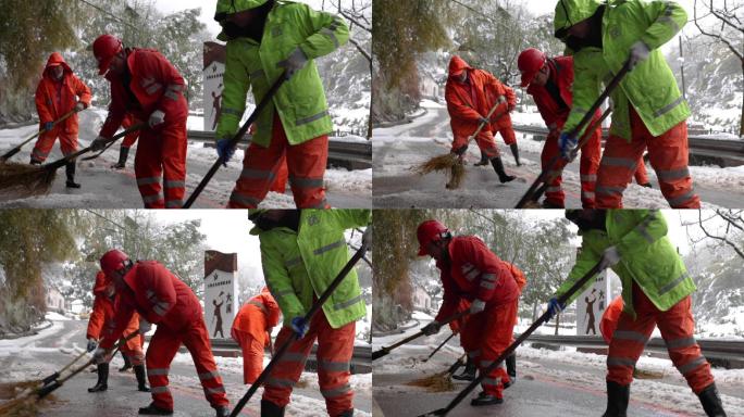 暴雪后道路养护人员快速除雪保畅通