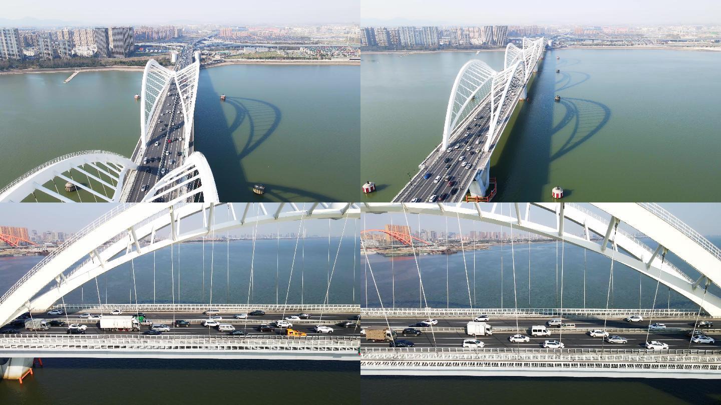 【4K】杭州大桥震撼航拍九堡大桥钱塘江