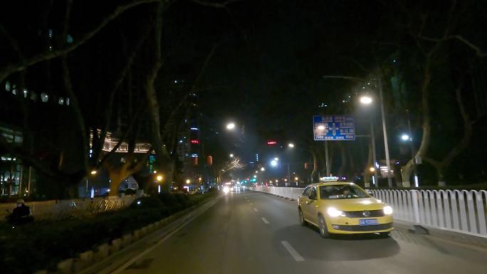 夜晚南京新街口车后空镜影视素材