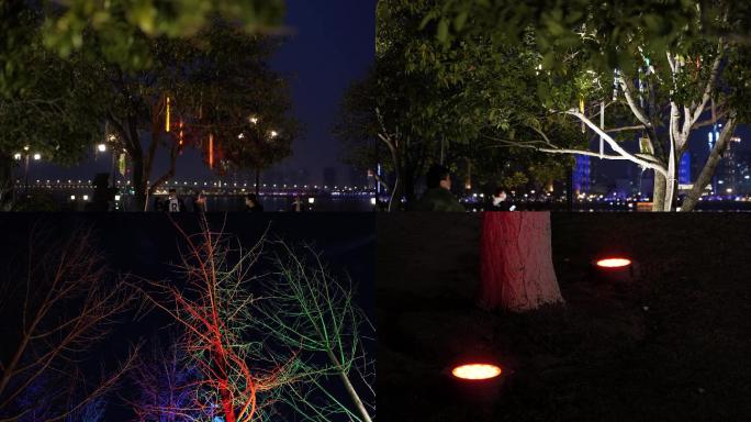 夜景园林树木灯光设计