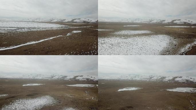 冬季若尔盖草原雪山雪景航拍