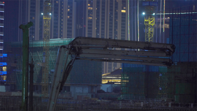 4K实拍工地夜间建设