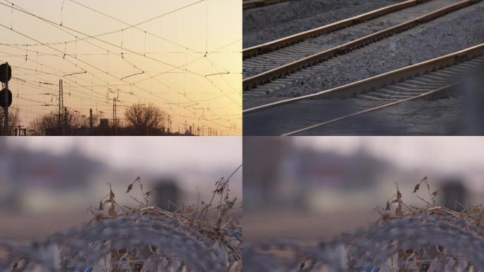 小站日落，北京夕阳，火车，铁路轨道温情