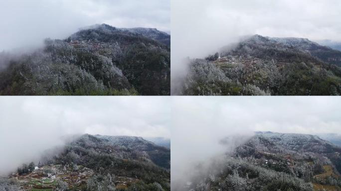 大山冬天下雪雪景