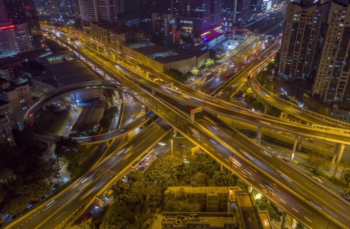 中山一立交夜景航拍延时