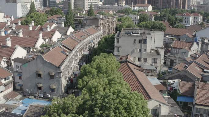 4K原素材-航拍上海多伦路文化名人街
