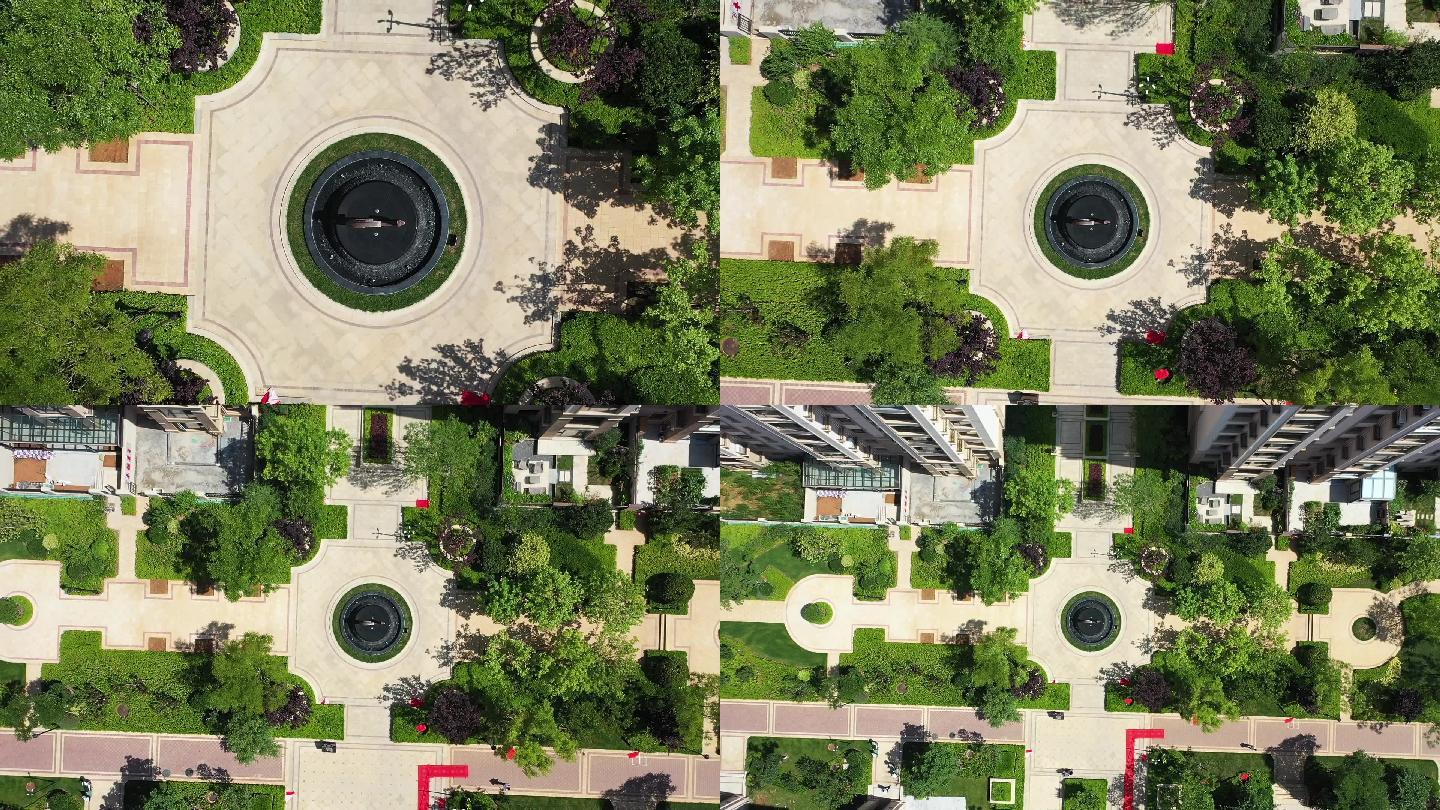 原创航拍视频素材 城市楼盘街景 小区绿化