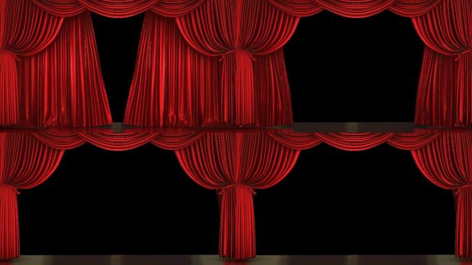 【4K】舞台幕布揭幕-普通红色版