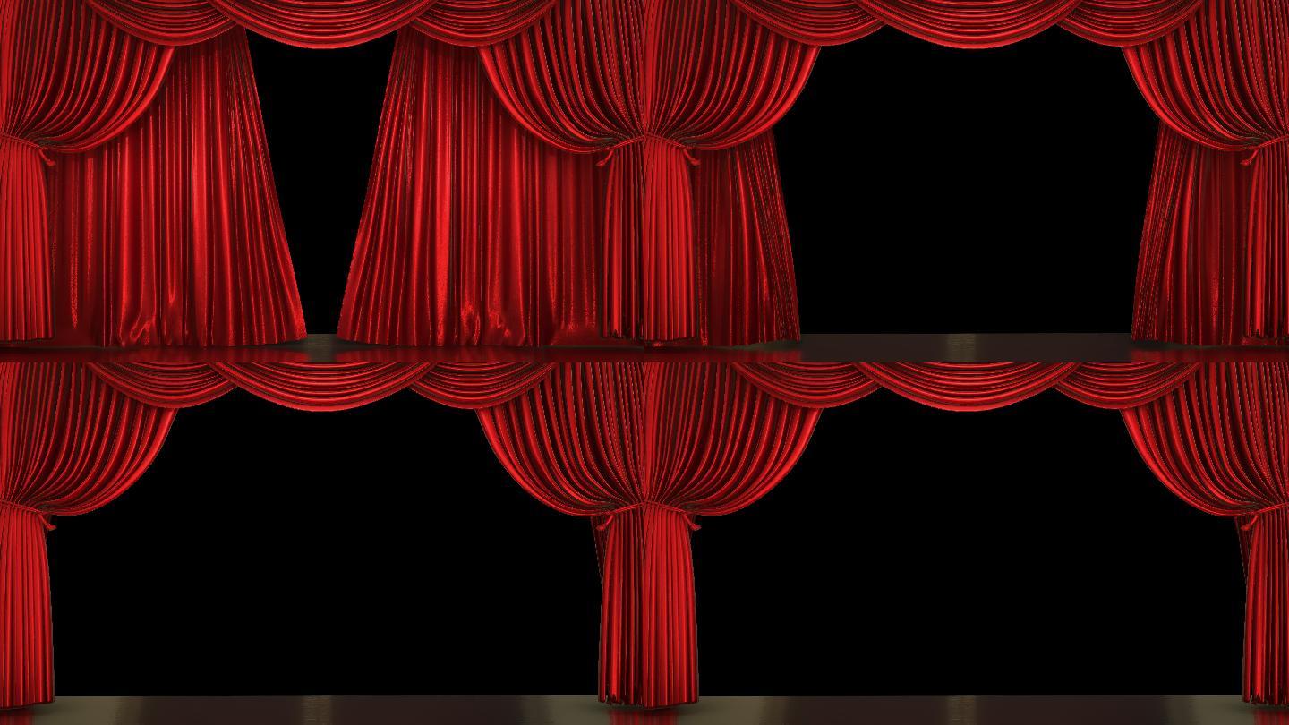 【4K】舞台幕布揭幕-普通红色版
