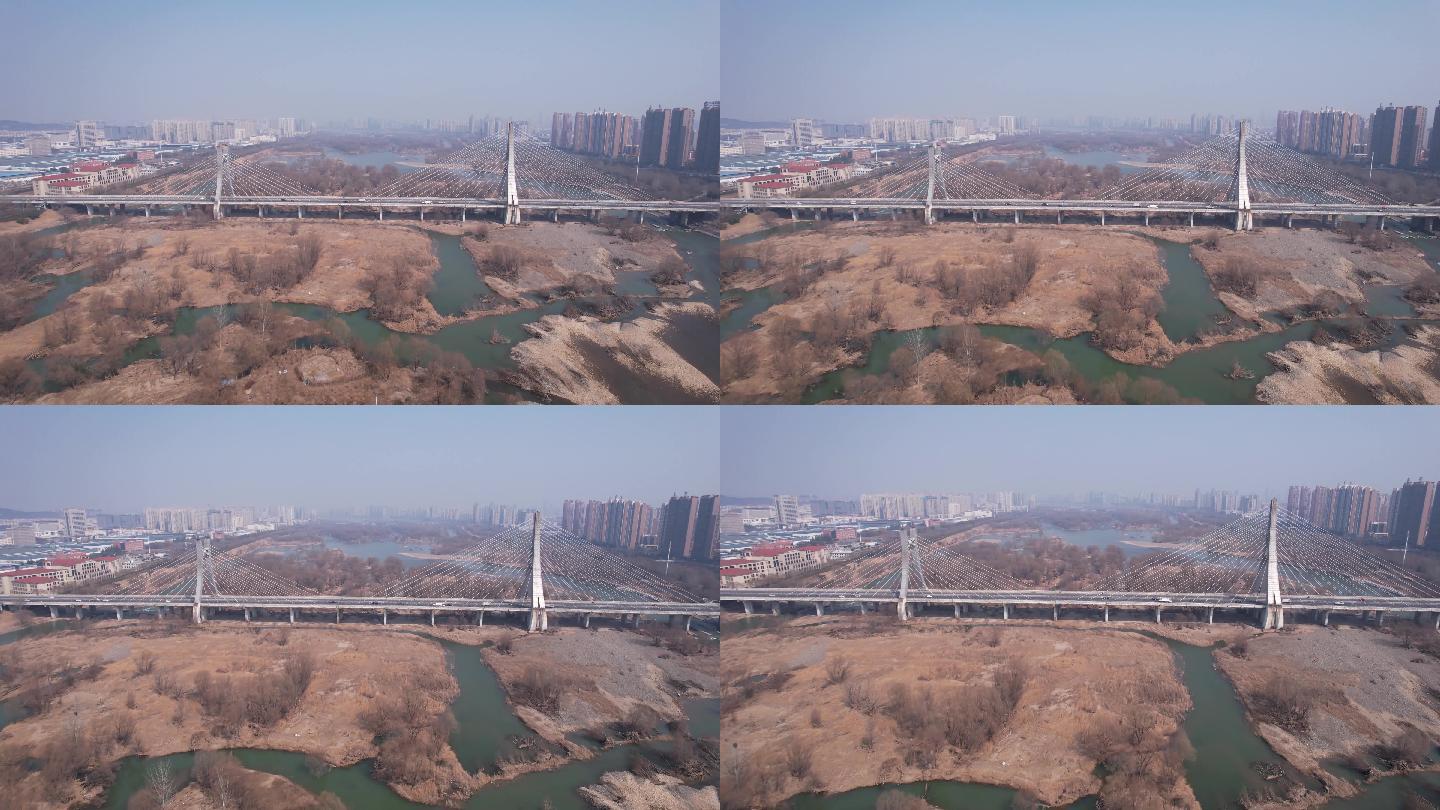 航拍洛阳-凌波大桥-洛河湿地A