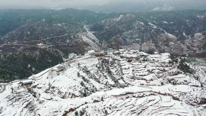 航拍冬季乡村雪景