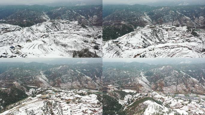 航拍冬季乡村雪景