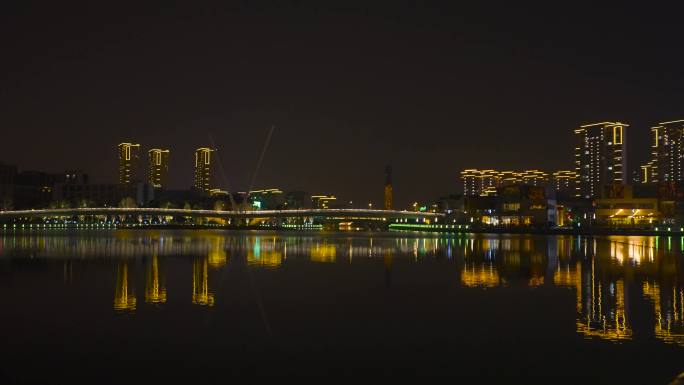 无锡映月湖公园延时拍摄夜景视频素材