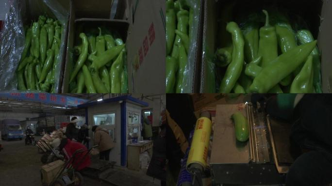 菜市场商家进货批发蔬菜搬运打包