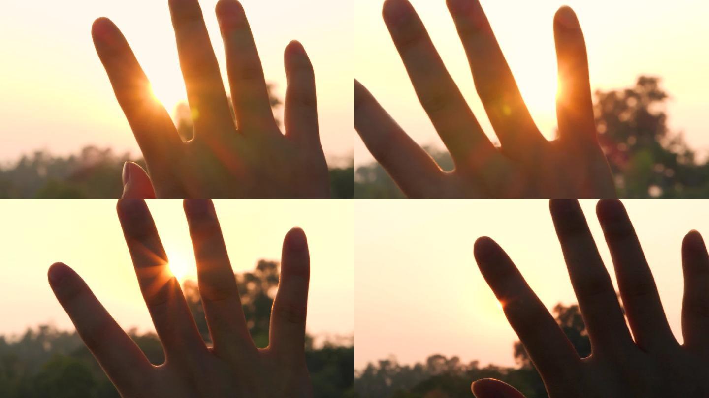 指缝阳光，手遮阳光视频素材