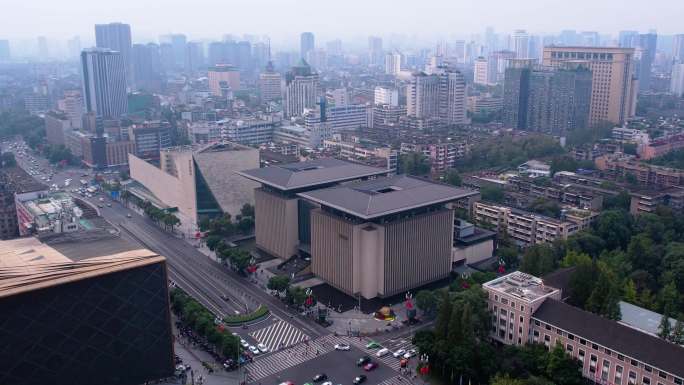 成都天府广场城市图书馆美术馆航拍