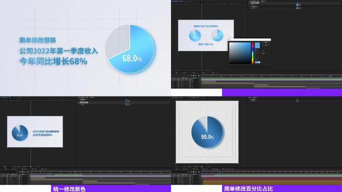 简约饼状图数据展示AE模板