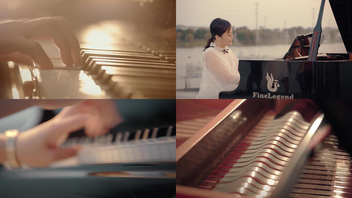 4K_夕阳下钢琴演奏弹钢琴