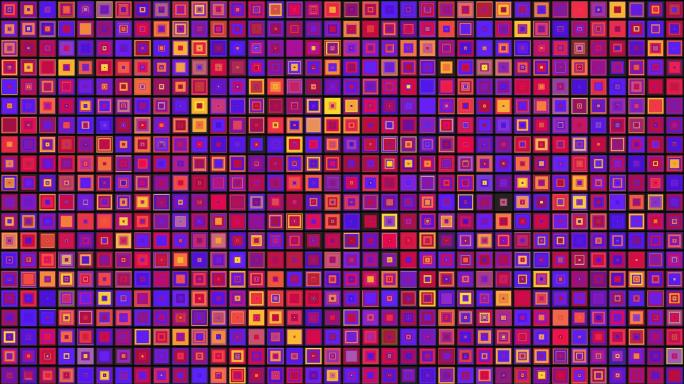 4K蓝红黄大方块方格动画无缝循环