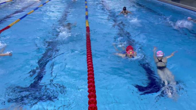 孩子少年游泳队游泳池儿童游泳训练体育运动