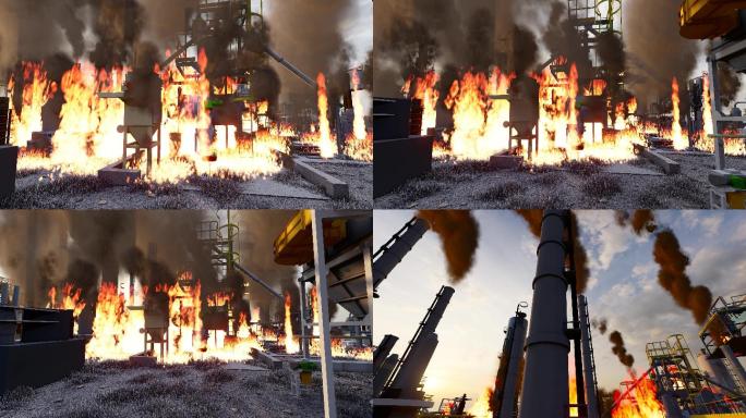 工厂车间发生火灾冒烟视频素材