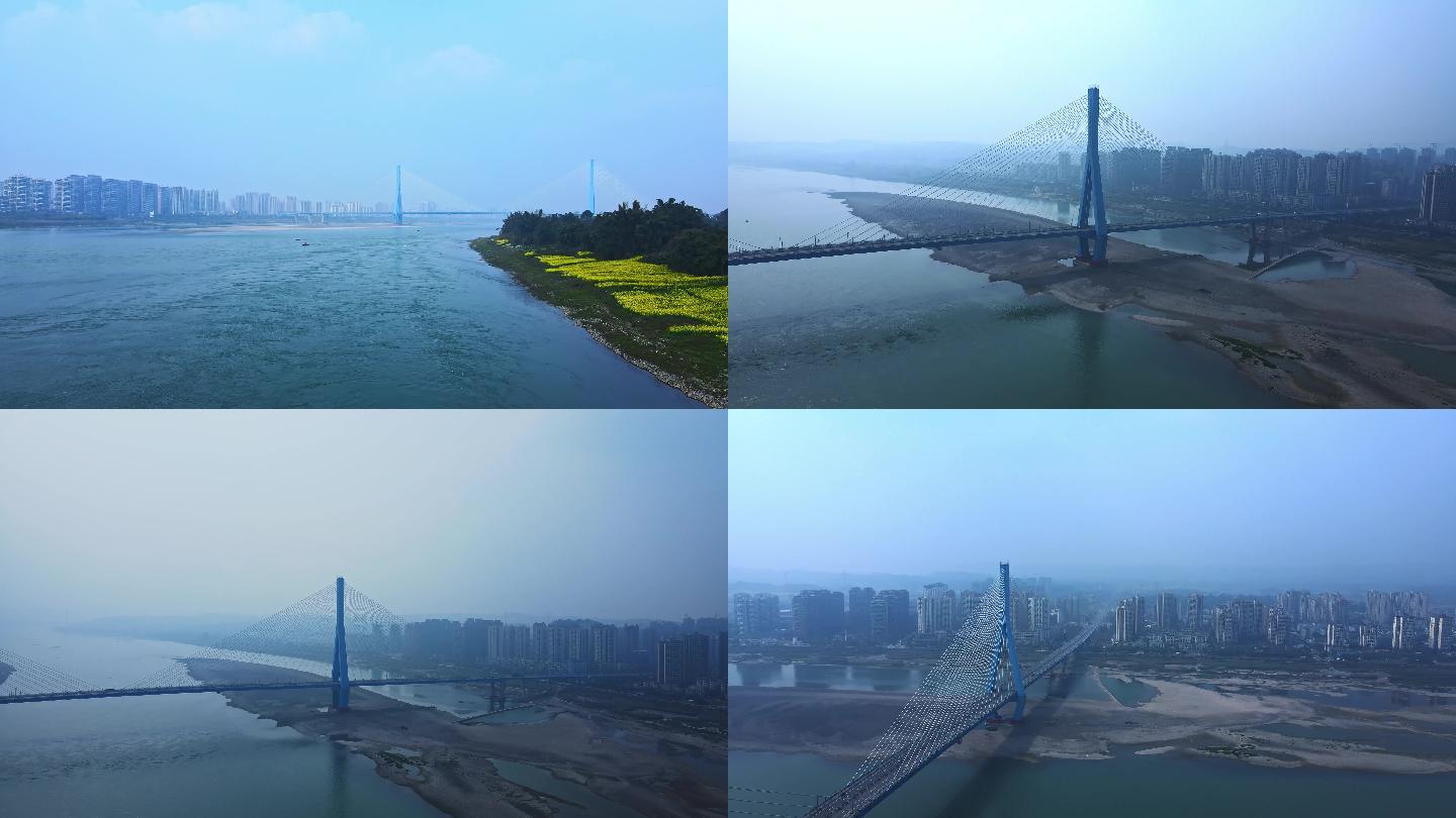 南溪仙源长江大桥航拍 4K