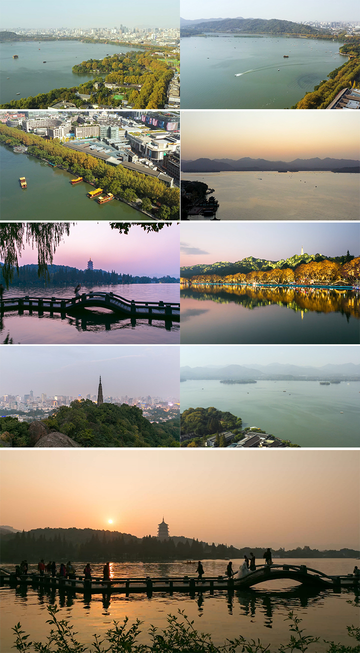 4K 杭州西湖航拍延时摄影 山水风景合集