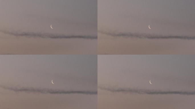 山城月亮月牙天文学弦月弯弯的月亮云中月亮