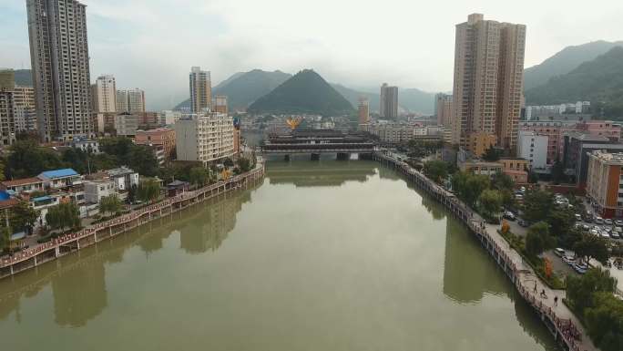 陕西宝鸡凤县城市建筑航拍