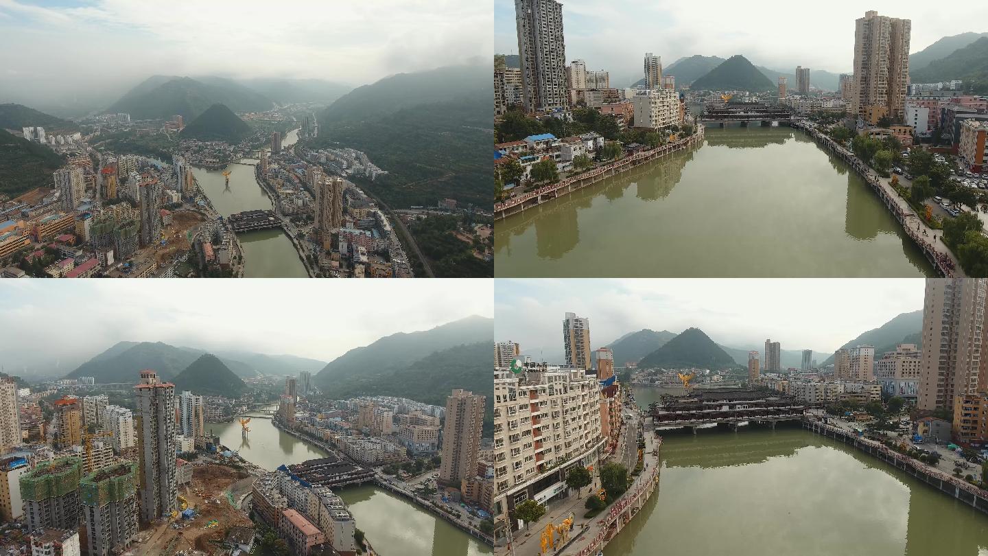 陕西宝鸡凤县城市建筑航拍