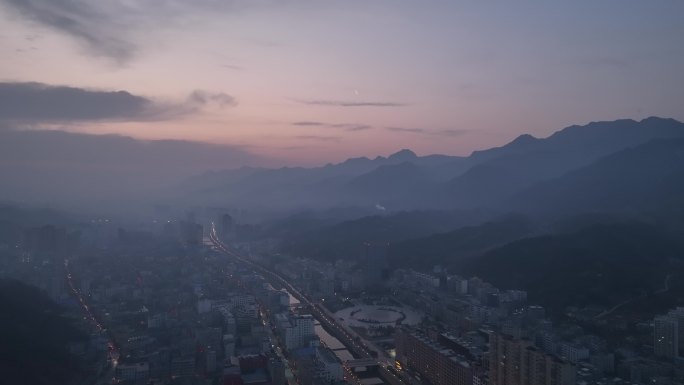 山阳日出山阳宣传片山羊城市建设山阳县航拍