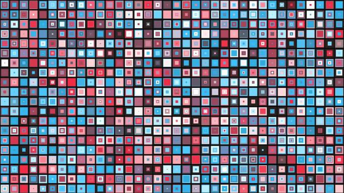 4K蓝红大方块方格动画无缝循环