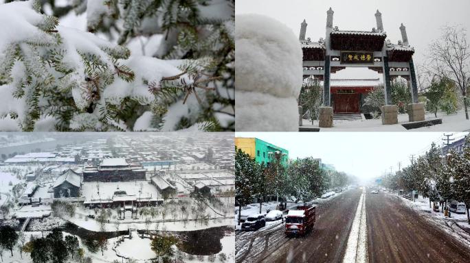 【4K】 雪景 下雪 小城雪景 雪花