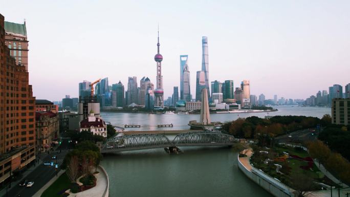 航拍上海外白渡桥